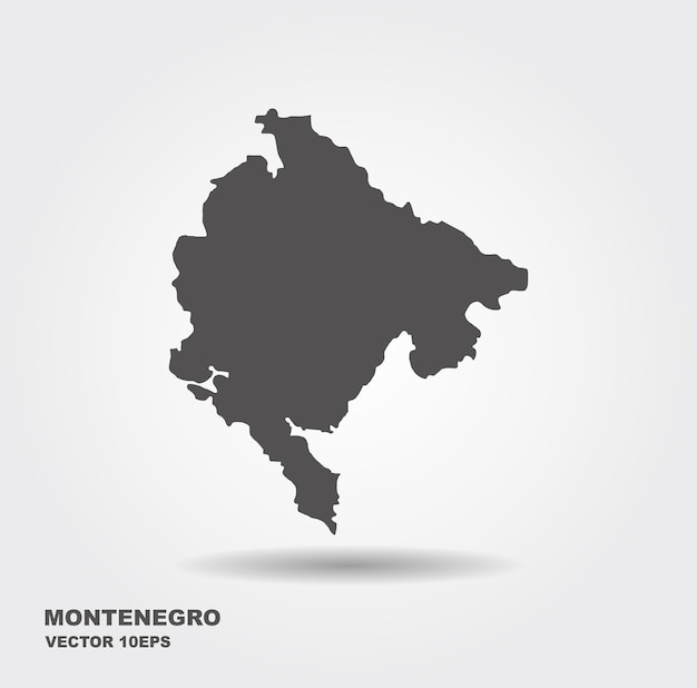 Vectorkaart Montenegro Platte vectorpictogram met schaduw