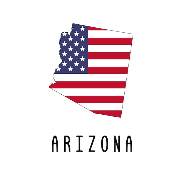 Vectorkaart van arizona geschilderd in de kleuren amerikaanse vlag silhouet of grenzen van de staat van de v.s