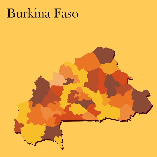 Vectorkaart van Burkina Faso met regio's en steden en volledige elke regio