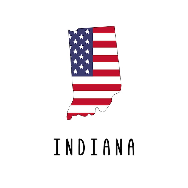 Vectorkaart van Indiana geschilderd in de kleuren Amerikaanse vlag Silhouette of grenzen van de staat van de VS