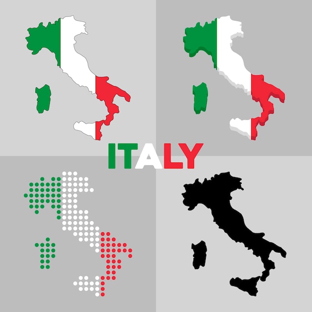 Vectorkaart van italië. italië land silhouet en grenzen. vector