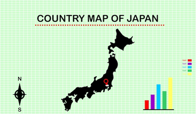 Vector vectorkaart van japan met netachtergrond. begeleid met diagram graphics