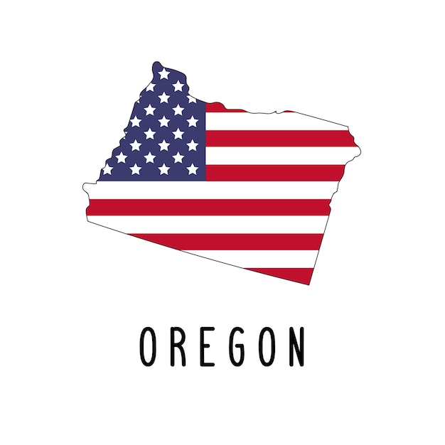 Vectorkaart van oregon geschilderd in de kleuren amerikaanse vlag silhouet of grenzen van de staat van de v.s