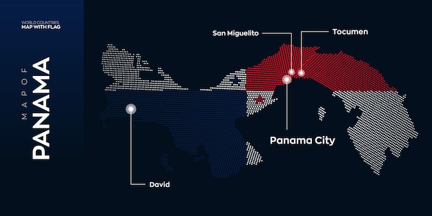 Vectorkaart van Panama met hoofdstad en grote steden