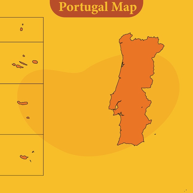 Vector vectorkaart van portugal met lijnen over regio's en steden en alle regio's