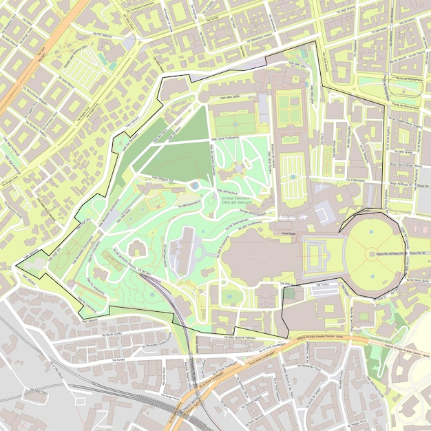 Vectorkaart van vaticaanstad gegevens van openstreetmap