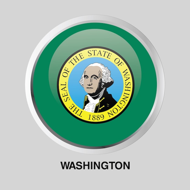 vectorknop vlag van de staat Washington VS op rond frame