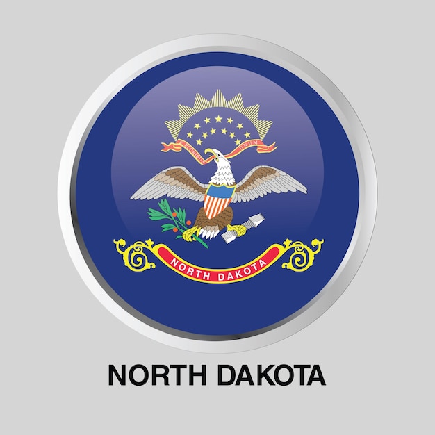 vectorknop vlag van North Dakota State of USA op rond frame