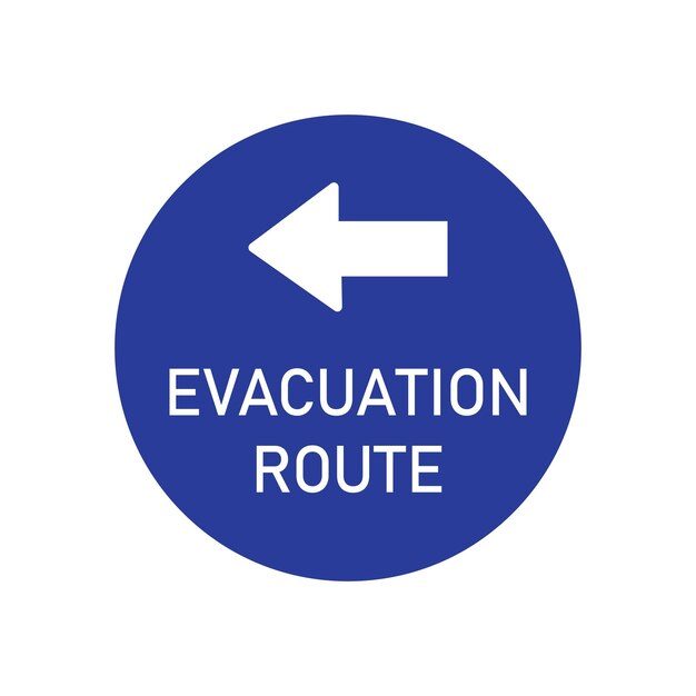 Vectorkunst en illustratie van de wegwijzering van de evacuatieroute