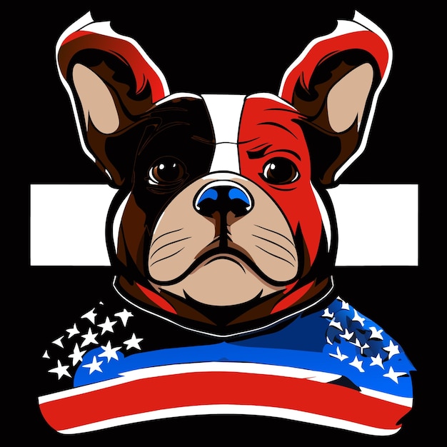 Vector vectorkunst van bulldog met amerikaanse vlag