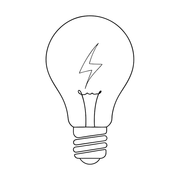 Vector vectorkunstillustratie van de omtrek van de gloeilamp continuous line art icon