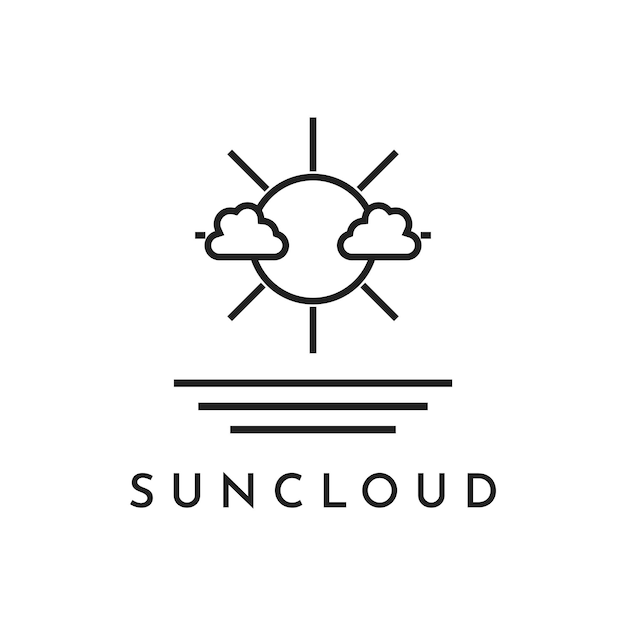 Vectorlogo met een abstract beeld van de zon die uit de wolken gluurt