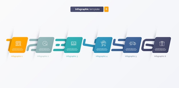 Vector vectornummer infografische sjabloon samengesteld uit afgeronde vierkanten