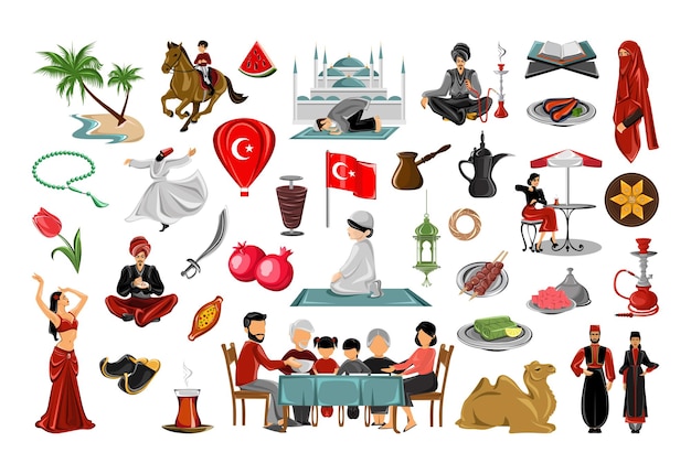 Vector vectorobjecten geassocieerd met turkije