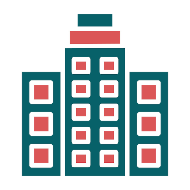 Vectorontwerp Icon stijl van kantoorgebouw
