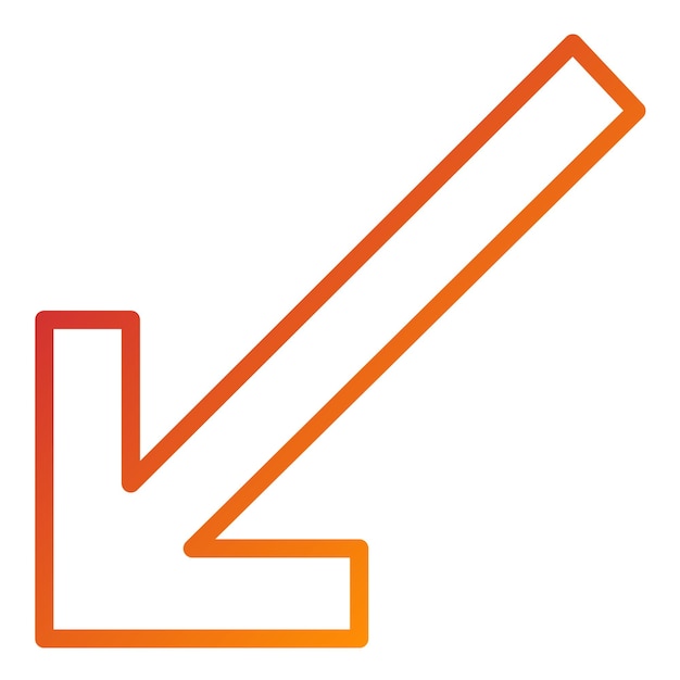 Vectorontwerp naar beneden links Icon Style