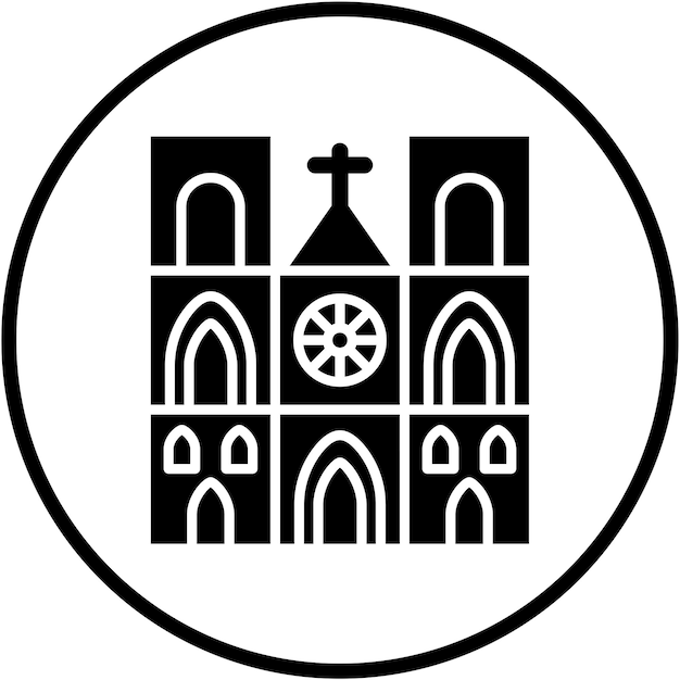 Vectorontwerp Notre Dame Icon Style