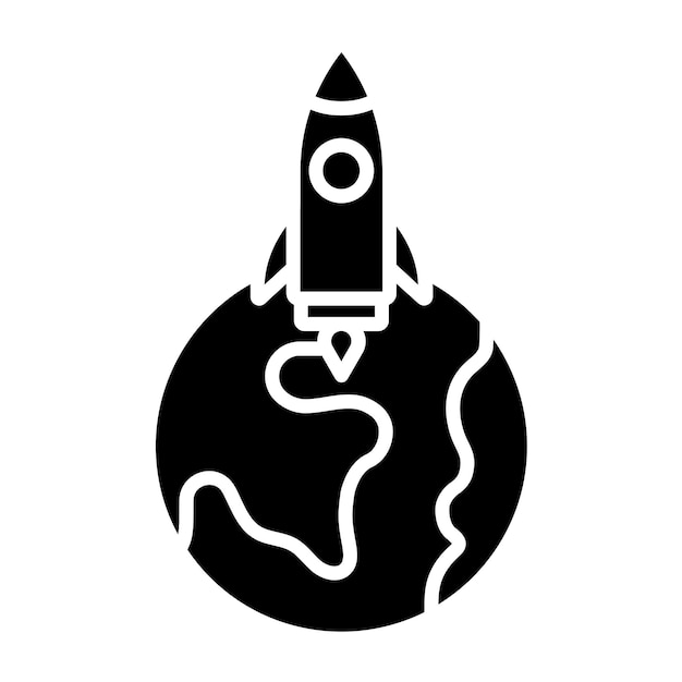 Vectorontwerp Rocket Earth Icon Style