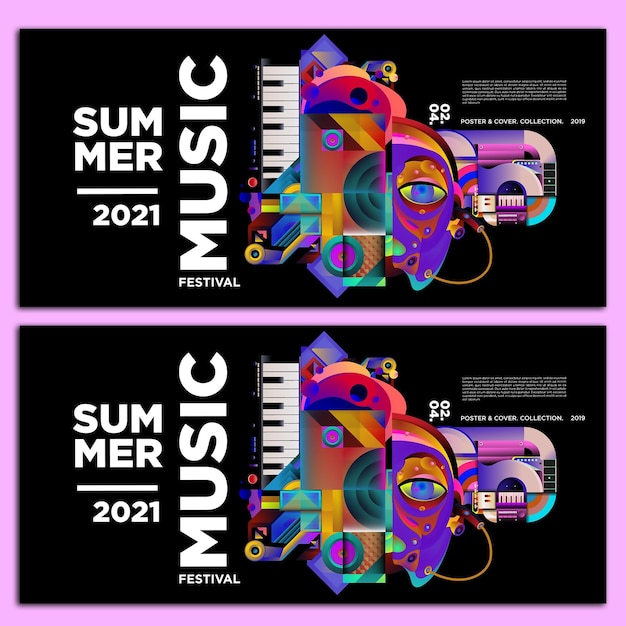Vector vectorontwerp van de achtergrond van het zomermuziekfestival