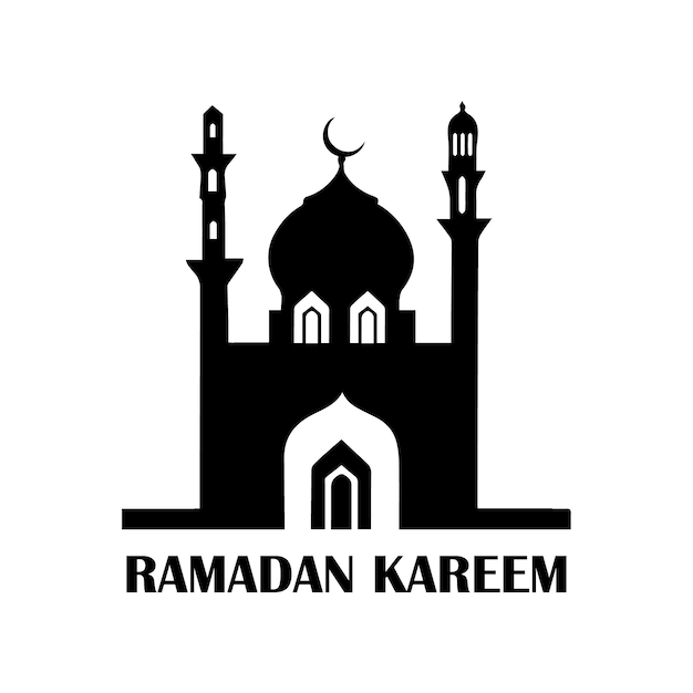 Vectorontwerp van de silhouet van de Ramadan Kareem moskee