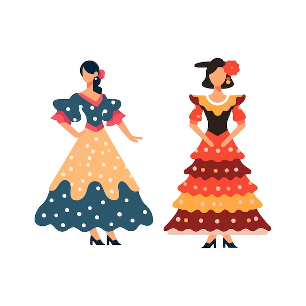 vectorontwerp van een vrouwelijk personage dat naar het Pamplona festival gaat in traditionele kleding