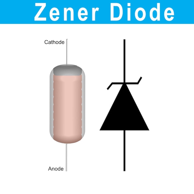 vectorontwerp van een zenerdiode met een op een witte achtergrond geïsoleerd symbool