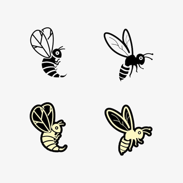 vectorontwerp van het logo van bijen en honing en illustratie van insectendieren