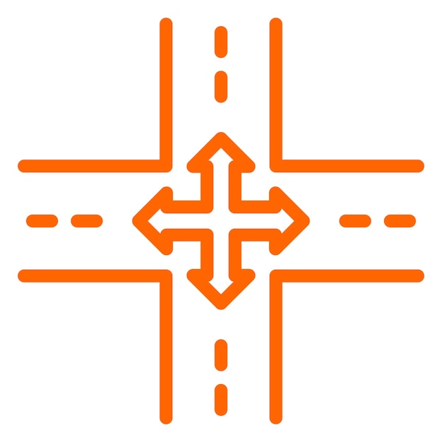 Vectorontwerp Vierweg Intersectie Icon Stijl