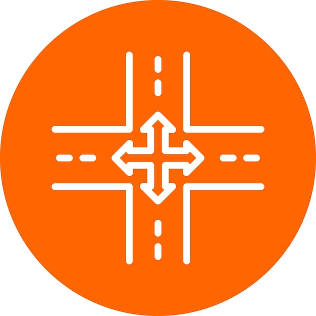 Vectorontwerp Vierweg Intersectie Icon Stijl