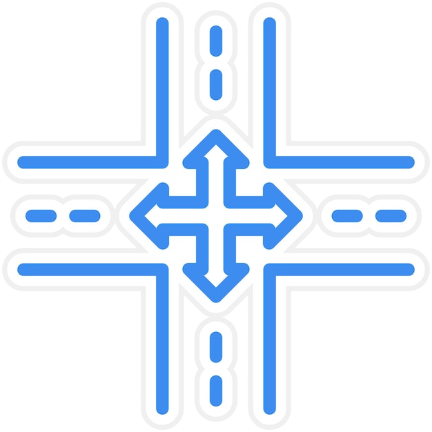 Vectorontwerp Vierweg Intersectie Icon Stijl