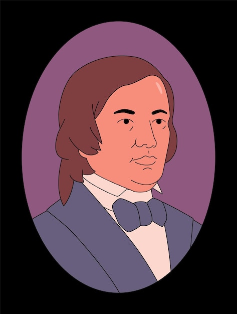 Vector vectoroverzichtsillustratie van robert schumann. duitse componist.