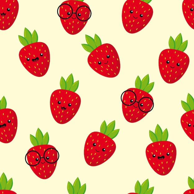 Vectorpatroon met kawaii aardbeien