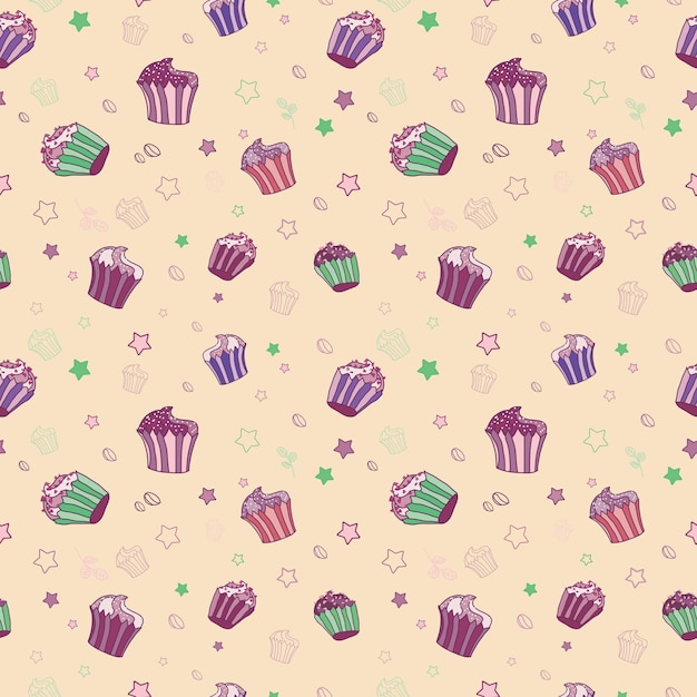 Vectorpatroon met muffins