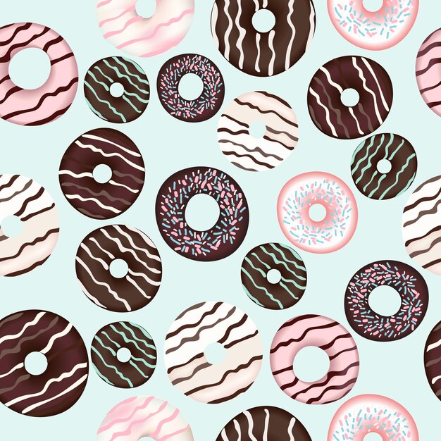 Vector vectorpatroon met zoete bruine chocolade donuts voor het ontwerp