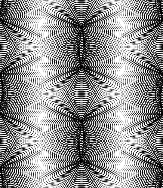 Vectorpatroon met zwarte grafische lijnen, caleidoscoop abstracte achtergrond met overlayornament. monochroom ongrijpbare naadloze achtergrond, kan worden gebruikt voor grafisch ontwerp.