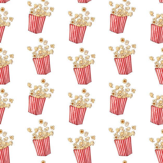 Vector vectorpatroon op het snel voedselthema: popcorndoos.