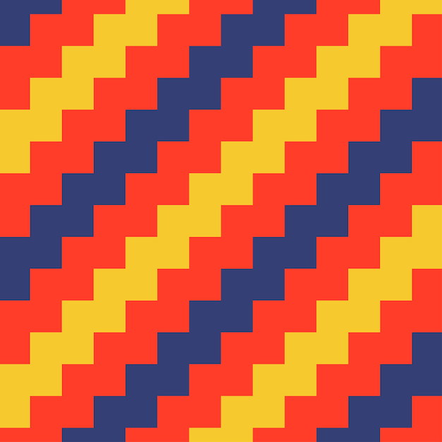 Vectorpatroon van diagonale zigzag blauwe rode en gele geruite tegel Schaakbord vectorpagina