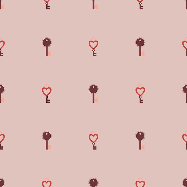 Vectorpatroon voor valentijnsdag, huwelijk, rode harten in de vorm van een ring, sleutel, patroon voor textiel, webbanner, briefkaart