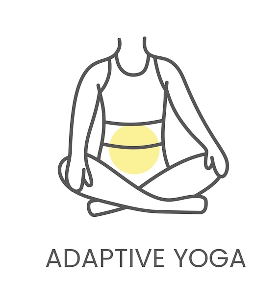 Vector vectorpictogram adaptieve yoga voor fysiotherapie en revalidatie lineaire afbeelding