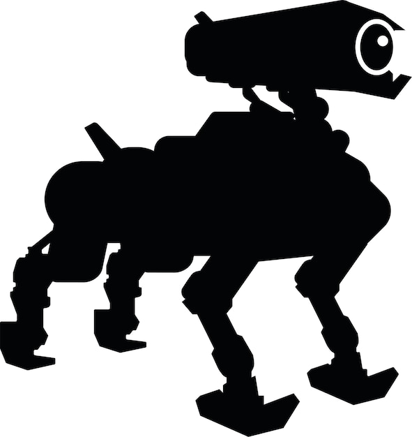 Vectorpictogram van een silhouet van een robothond in zwart-wit