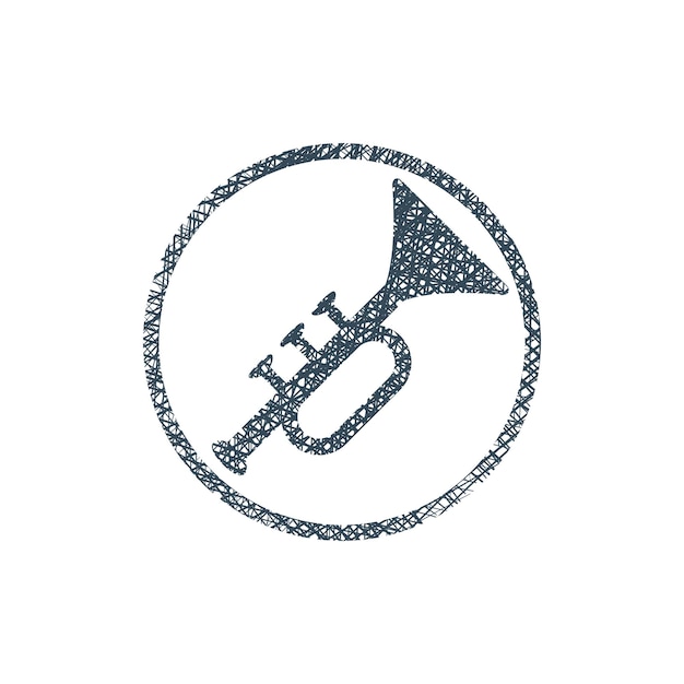 Vectorpictogram van trompet met hand getrokken lijnentextuur.