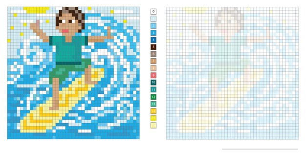 vectorpixelillustratie, kleuren, verbeelding van creatieve vaardigheden