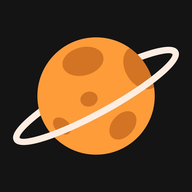 Vector vectorplaneet in vlakke stijl oranje planeet met vlekken en ringen