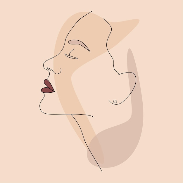 Vectorportret in een minimalistische stijl portret van een vrouw