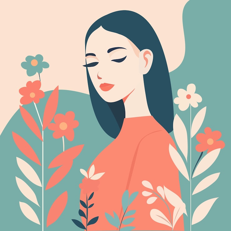 Vector vectorportret van een mooie jonge vrouw