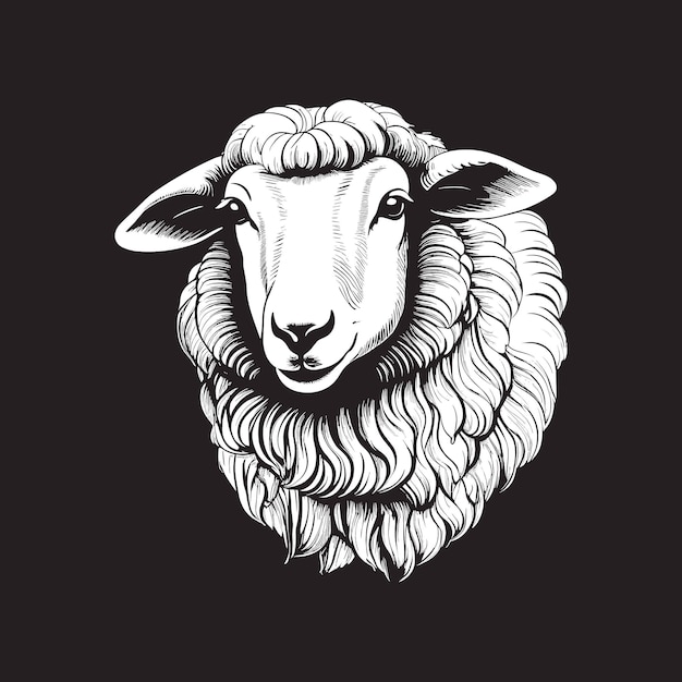 Vectorportret van een schapen doodle stijl in inkt boerderij vector illustratie