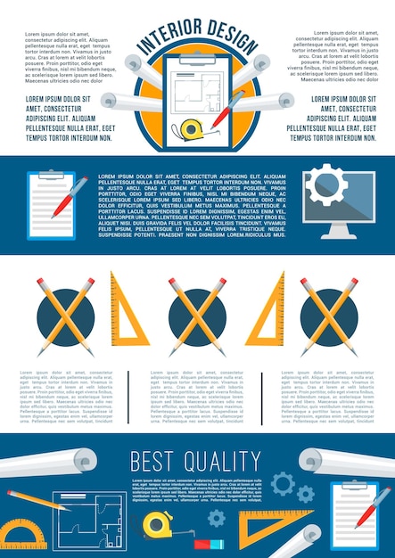 Vector vectorposter van werkgereedschap voor interieurontwerp