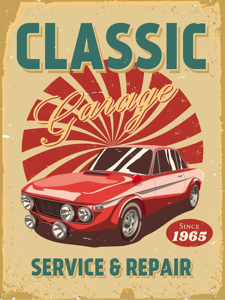 Vector vectorposters met retro auto's behang met klassieke auto's