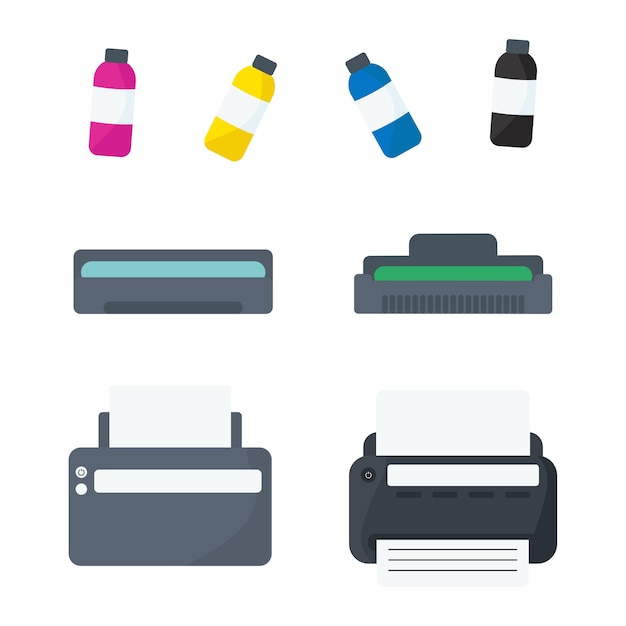 Vector vectorprinters met cartridges en kleurink