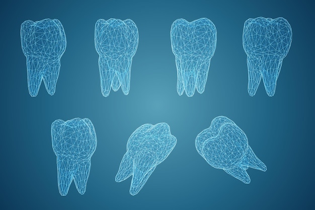 Vectorreeks 3d tanden voor tandgeneeskunde